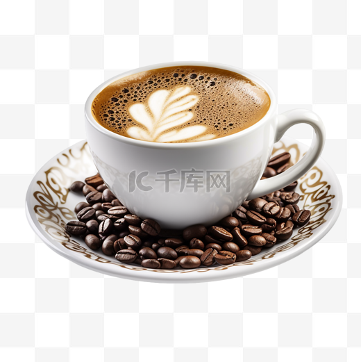 咖啡咖啡豆拉花透明图片