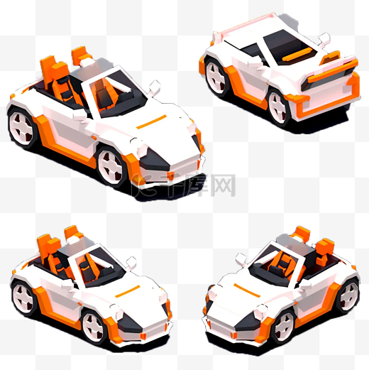 橘色白色敞篷汽车图片