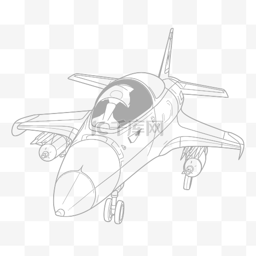 ssj 喷气式战斗机图儿童轮廓素描 向量图片