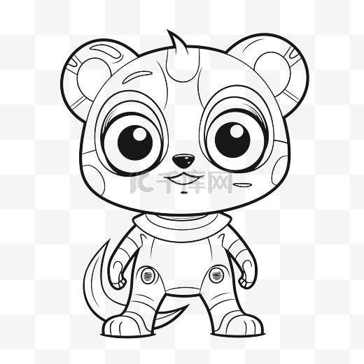 zapped little bear character coloring pages 轮廓素描 向量图片