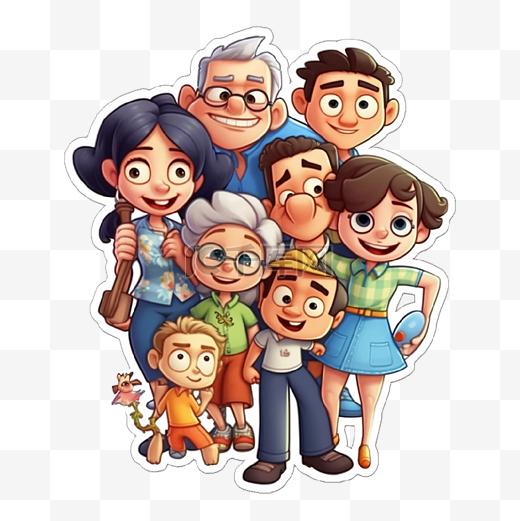 家庭日全家福3d卡通图片