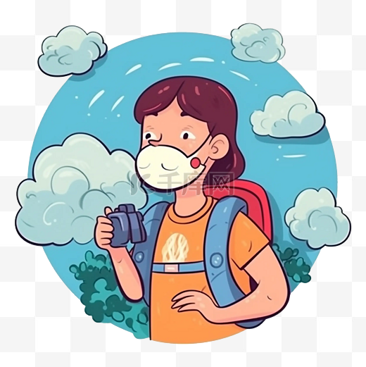 哮喘日女孩橙色t恤在户外图案图片