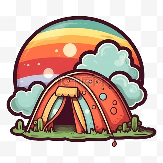 帐篷红色彩虹图案图片