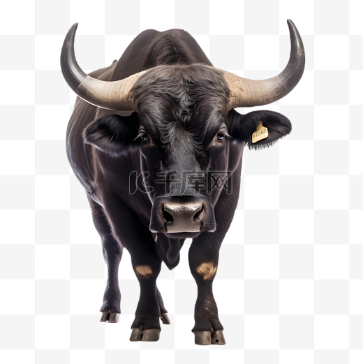 黑色公牛牲畜动物立体模型图片