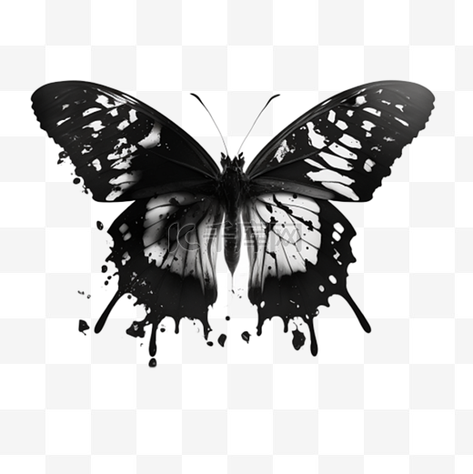 黑白蝴蝶艺术剪影图图片