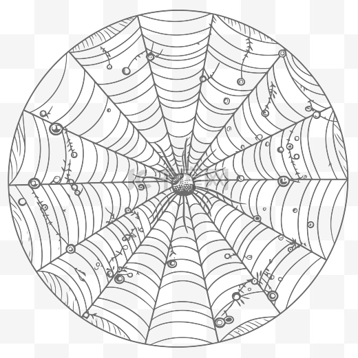 为带有星星和许多点的蜘蛛网着色图片轮廓素描 向量图片
