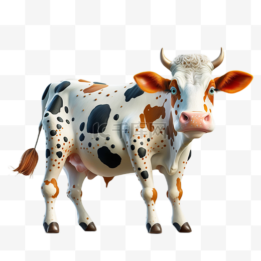奶牛动物卡通白底透明图片