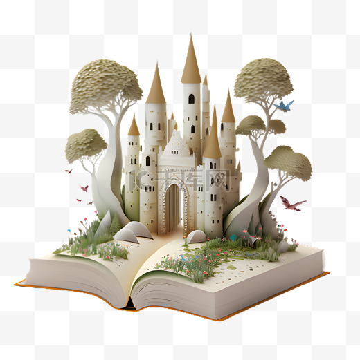 童话书城堡插画图片
