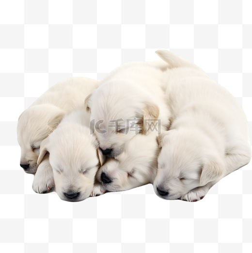 一群白色的拉布拉多宠物幼犬挤在一起睡觉图片