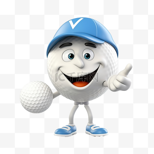 高尔夫球吉祥物指向左手势 3D 人物插图图片