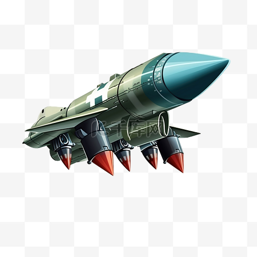 带有现实风格导弹炸弹的军用无人机袭击空中火箭彩色PNG插图图片