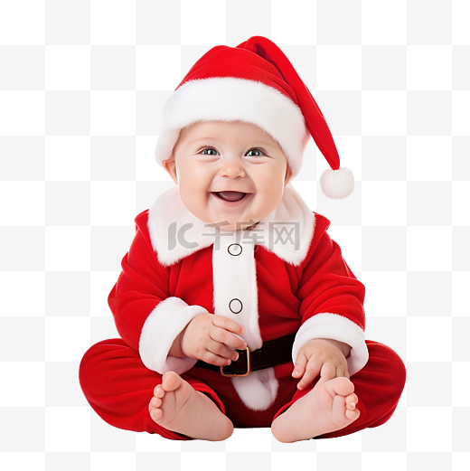 穿着圣诞圣诞老人服装的可爱新生婴儿图片