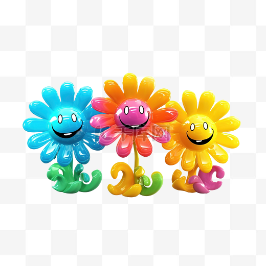 微笑的花朵与充满活力的渐变颜色png图片
