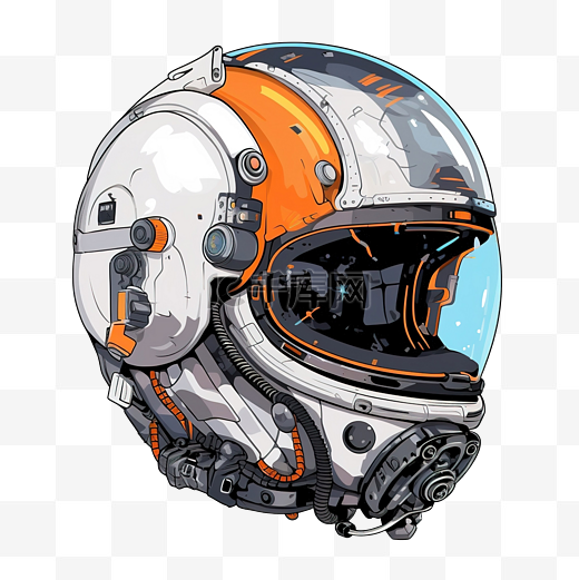 卡通风格的赛博朋克宇航员头盔与人工智能生成图片