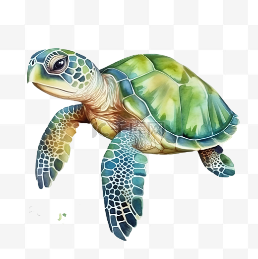 可爱的乌龟水彩图片