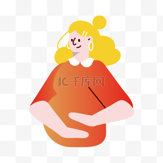 女士衣服橘色卡通图片