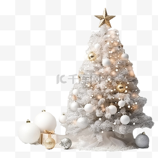 圣诞树与模糊的美丽圣诞装饰图片