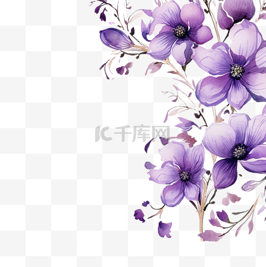 贺卡婚礼邀请函的紫色花角图片