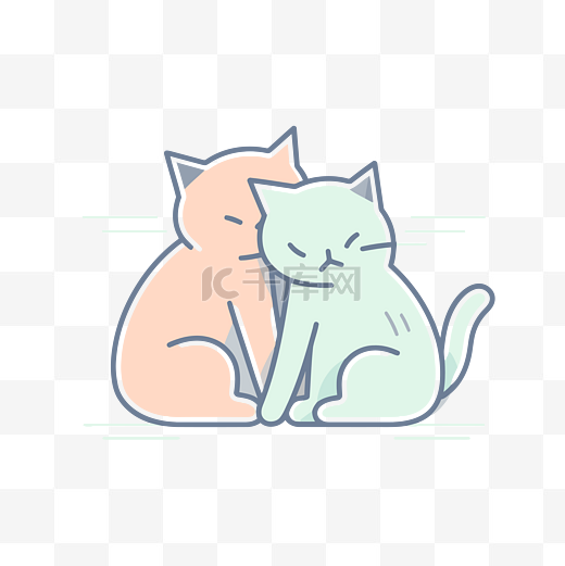 图中两只猫互相拥抱 向量图片