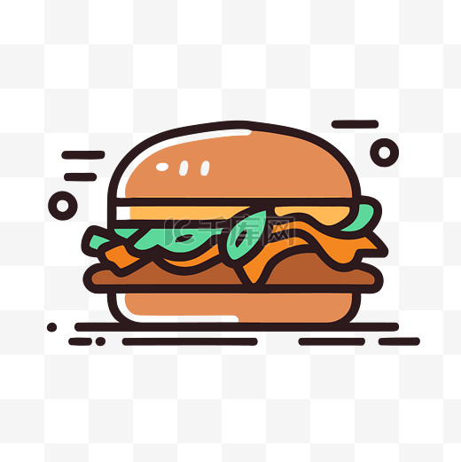 图标风格双汉堡的线条插图 向量图片