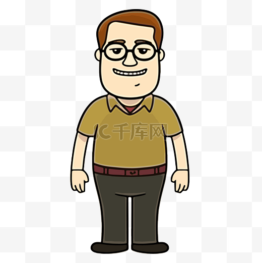 德怀特剪贴画卡通形象一个戴着眼镜穿着棕褐色衬衫的家伙 向量图片