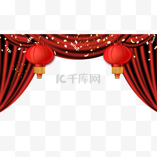 春节中国风灯笼舞台新年帷幕图片