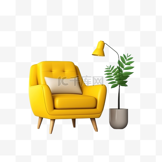 黄色沙发舒适椅子装饰图片