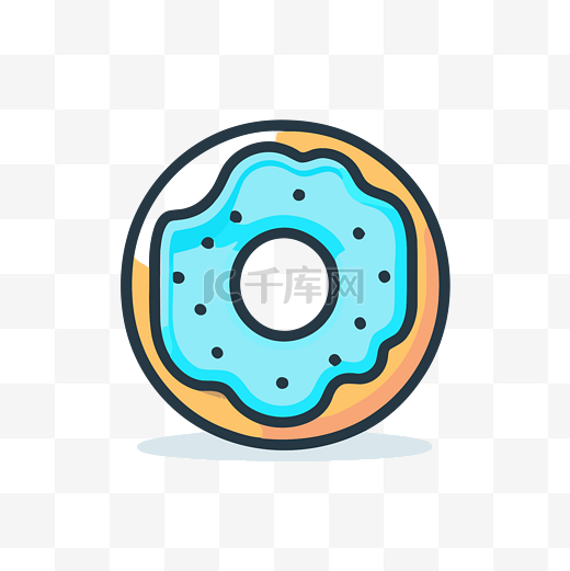 蓝色和橙色甜甜圈的图标 向量图片