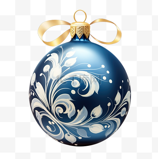 蓝色圣诞装饰球png ai生成图片