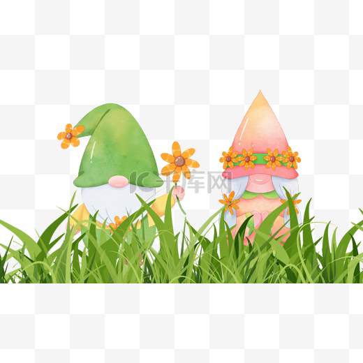 春天侏儒草地装饰帽子图片