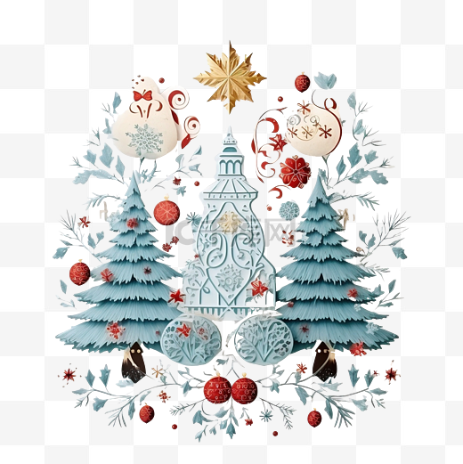 圣诞贺卡复古版式设计华丽的装饰与寒假愿望图片