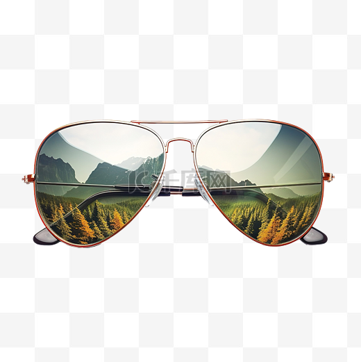 PNG飞行员太阳镜与山风景图片