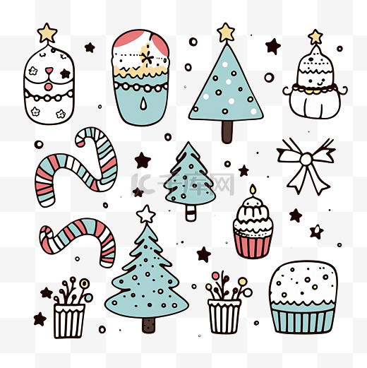圣诞晚会矢量设计的涂鸦适合圣诞节的设计或插图图片