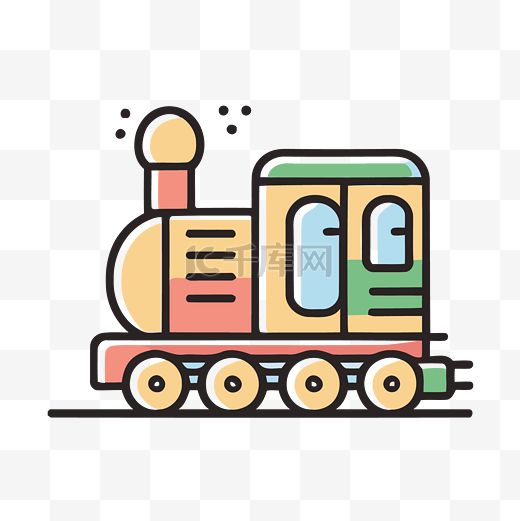 应用程序的玩具火车图标线图 向量图片
