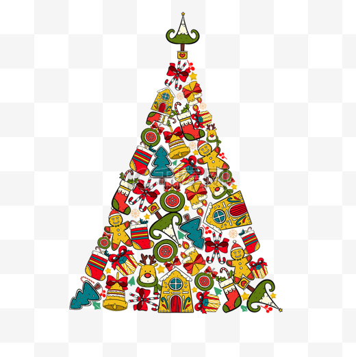 圣诞节卡通装饰组合圣诞树图片