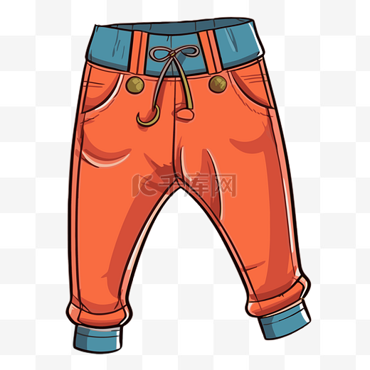 裤子剪贴画橙色裤子婴儿儿童插画卡通 向量图片