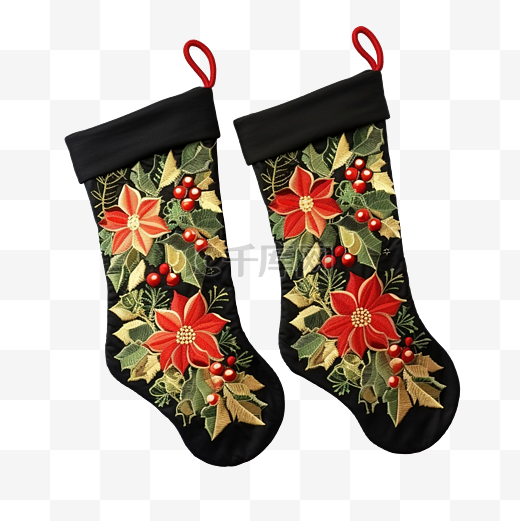 圣诞袜与礼物新年传统装饰图片