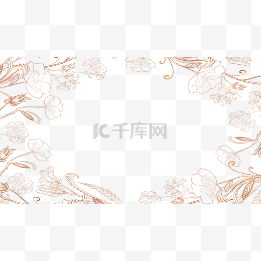 花卉金色线稿边框线条图片