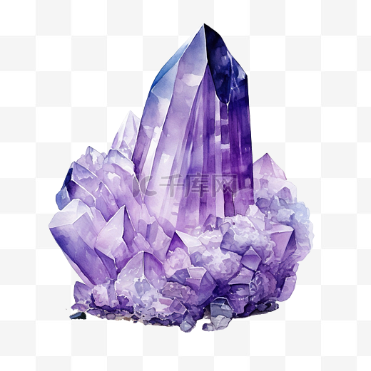 水晶哈克曼石的水彩插图图片