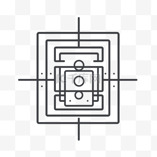 带有方形网格线图标的线空间矢量图图片