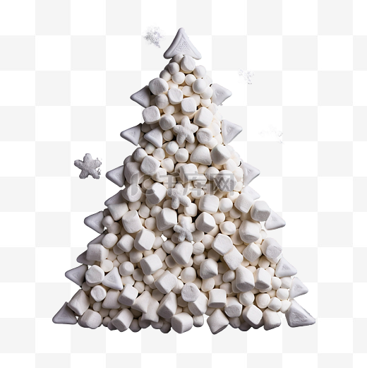 在黑色表面切出的圣诞树，里面装满了棉花糖图片