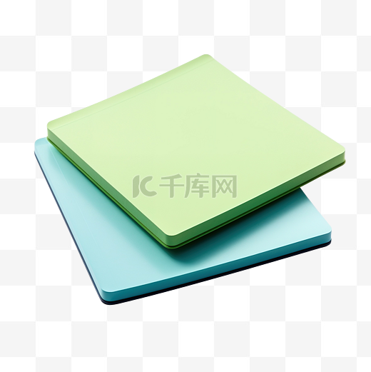 文具套装有两个记事本，其中一个为绿色和浅蓝色，并附有彩色便签纸图片