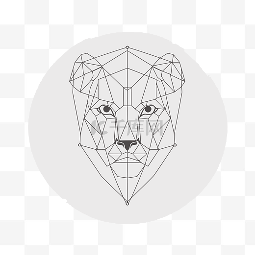 白色几何狮子头的插图 向量图片