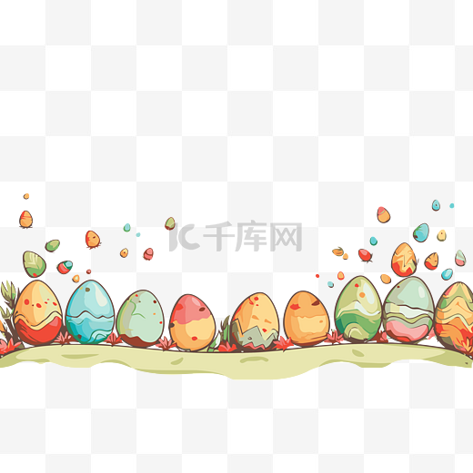 鸡蛋边框剪贴画彩色复活节彩蛋矢量插画设计卡通图片