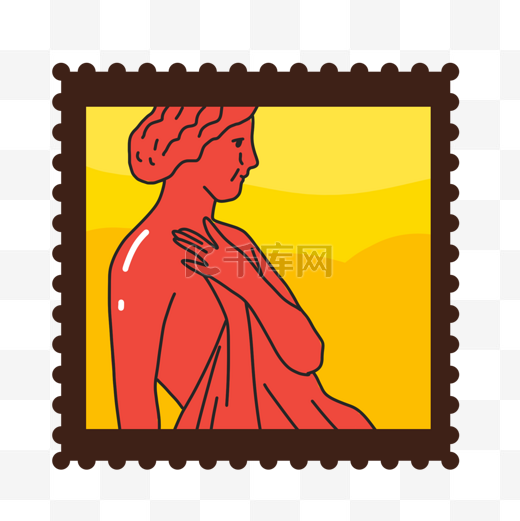 橙色女人画像邮戳邮票图片
