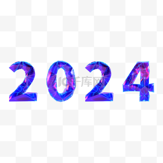 2024几何风格霓虹数字图片