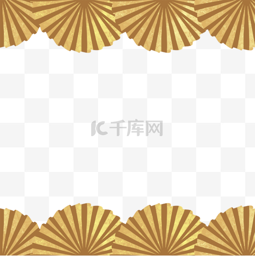 春节中国新年金色扇子装饰边框图片