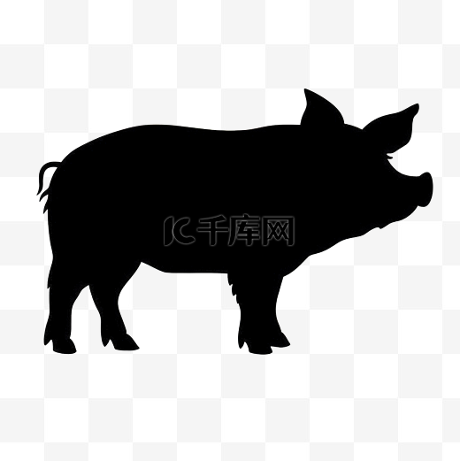 猪动物剪影图片