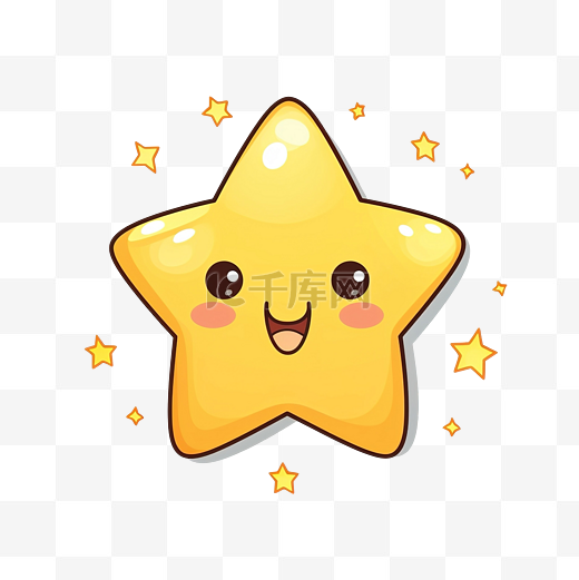 卡哇伊可爱星星黄色带笑脸卡通儿童插画png可爱星星卡通贴纸图片