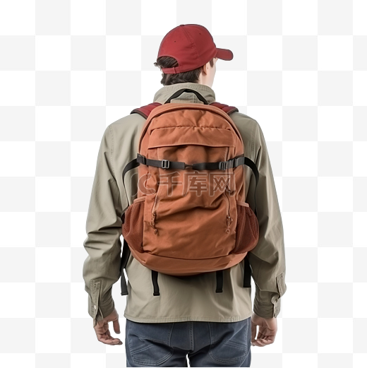 背着背包的旅行者的背影图片